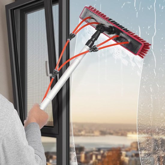 Telescoopstang - Reinigingssteel - Ramen wassen - Met watertoevoer - 8 meter - Roze — afbeelding 4