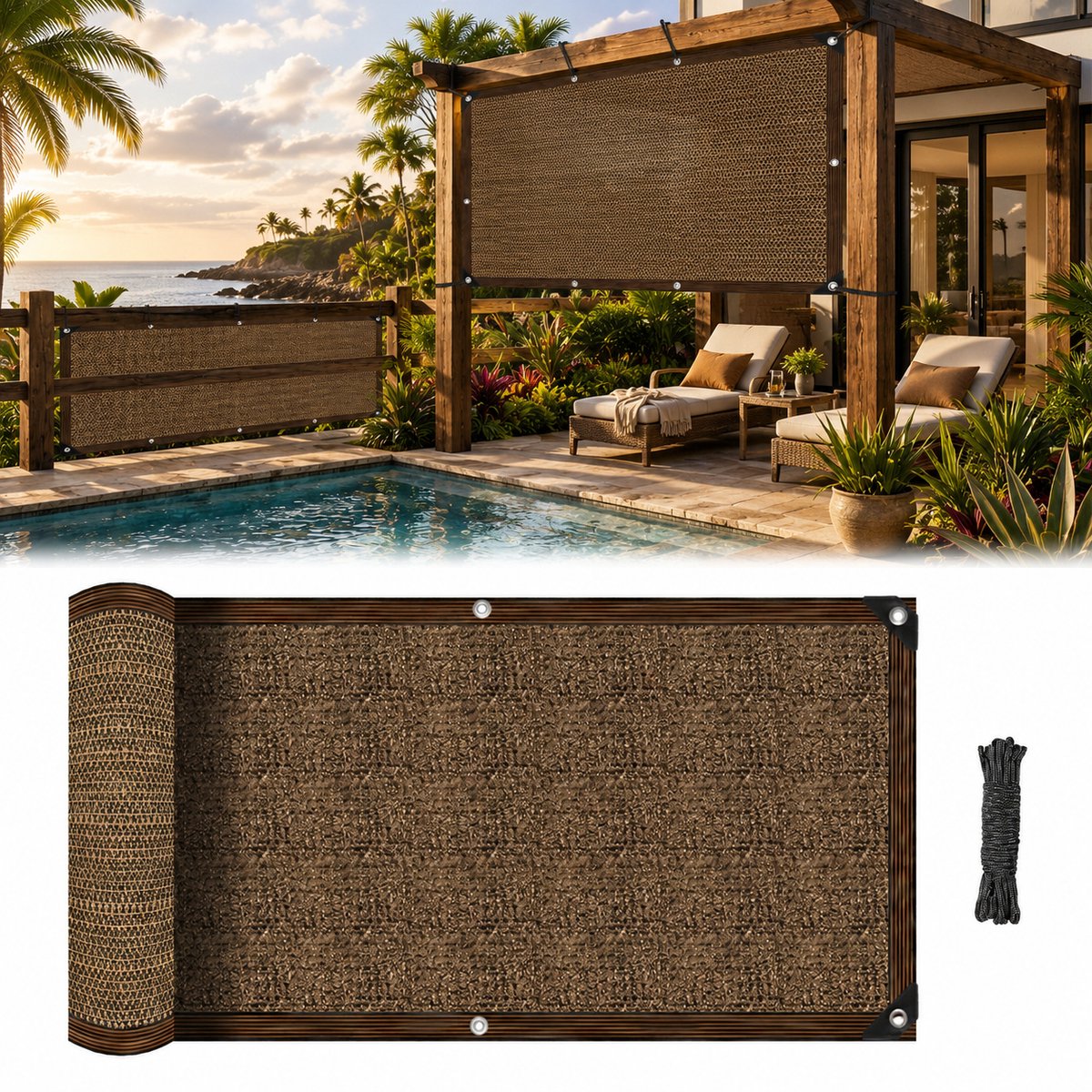 MUPOO Verdikt Schaduwnet 2x3m – Dicht Geweven HDPE Zonwering schaduwdoek met UV-bescherming – Waterdoorlatend zonnezeil voor Kas Planten Tuin