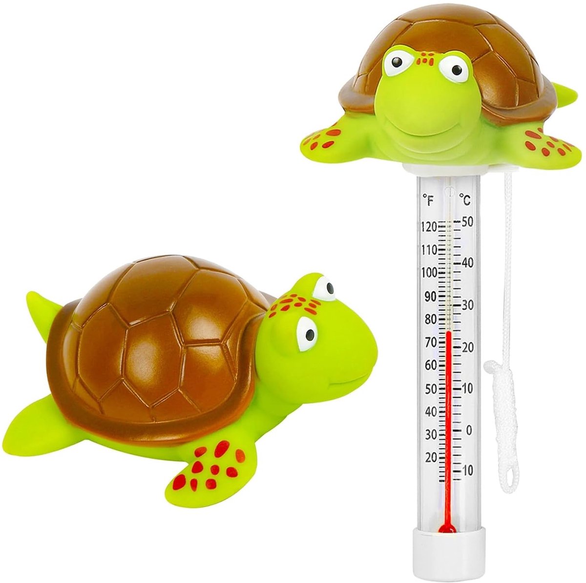 Drijvende zwembadthermometer, groot formaat, gemakkelijk af te lezen watertemperatuur, met touw - geschikt voor zwembaden, spabaden, jacuzzi's en vijvers (schildpadontwerp).