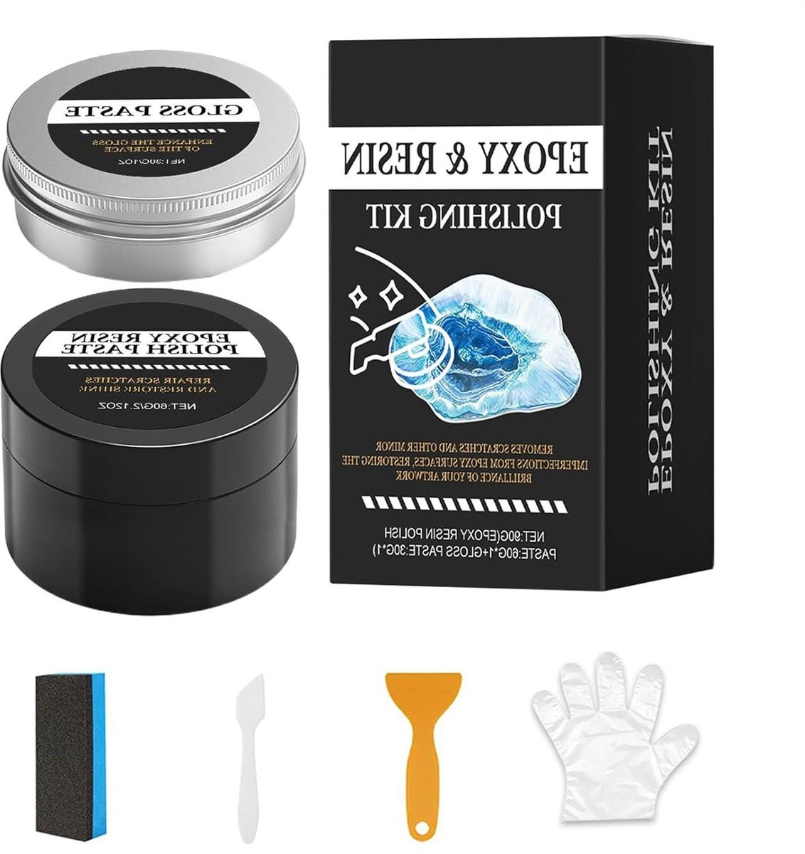 Polijstpasta epoxyhars - Krasverwijderaar set - Kunstwerk afwerking - Drietraps polijstsysteem - 90 g - Wit