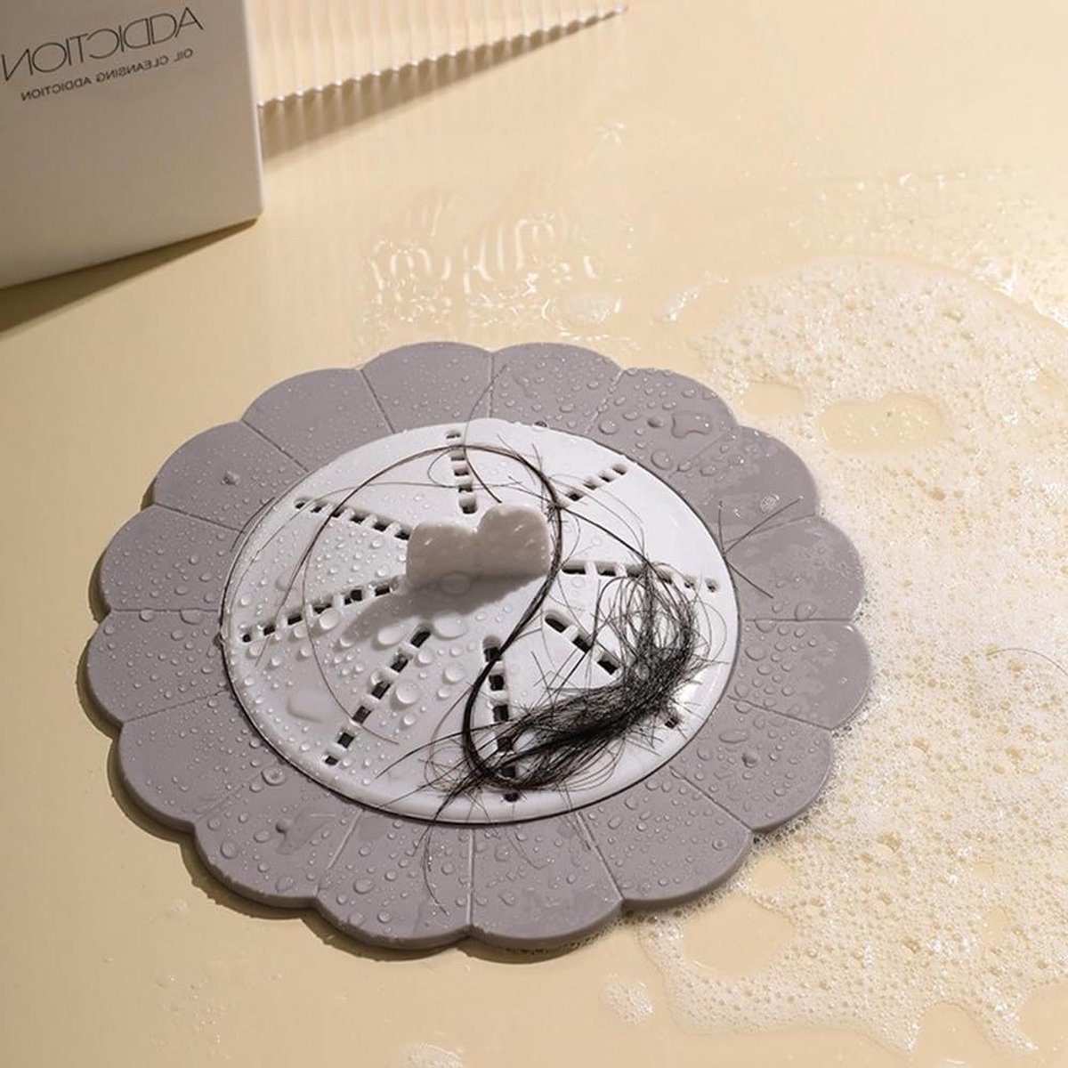 Afvoerstopper Siliconen - Gootsteen Stop - Water Vasthouden - Flexibel Hittebestendig - 13.9cm Diameter - Grijs Wit
