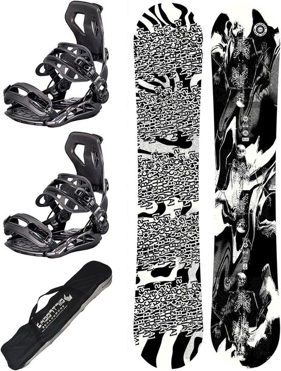 Snowboard Set - Freestyle Board - Winter Sport - Wide Shape - L - Multicolor