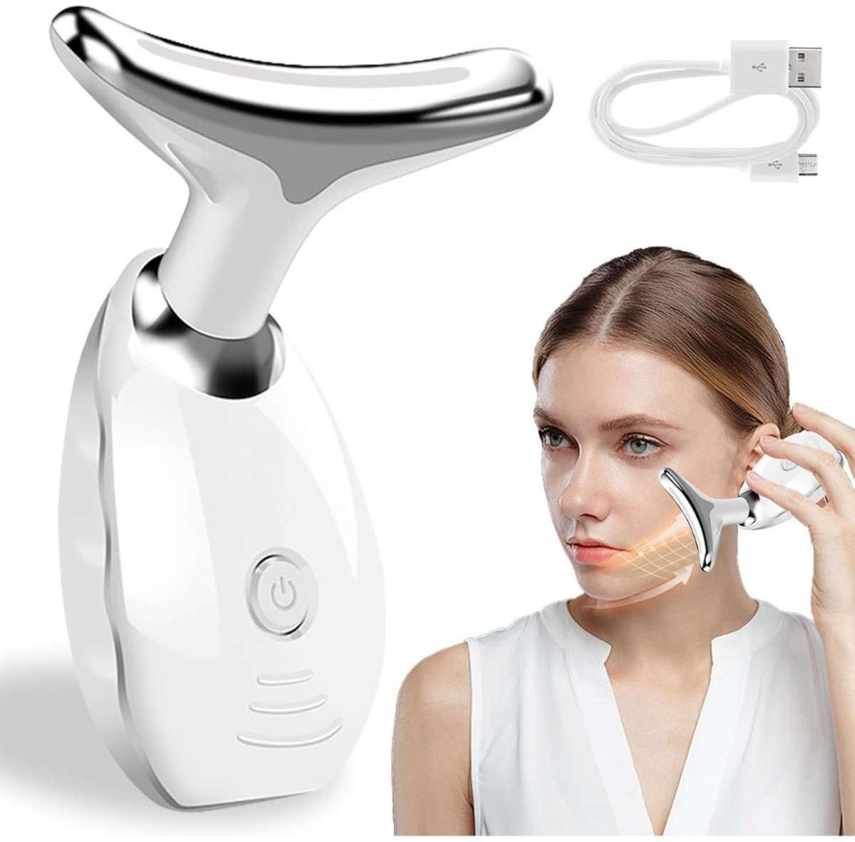 RONN® Gezichtmassage Apparaat - Gezichtsmassage Apparaat - Gezichtmassage Apparaat Elektrisch - Wit - 17cm x 14cm x 6cm