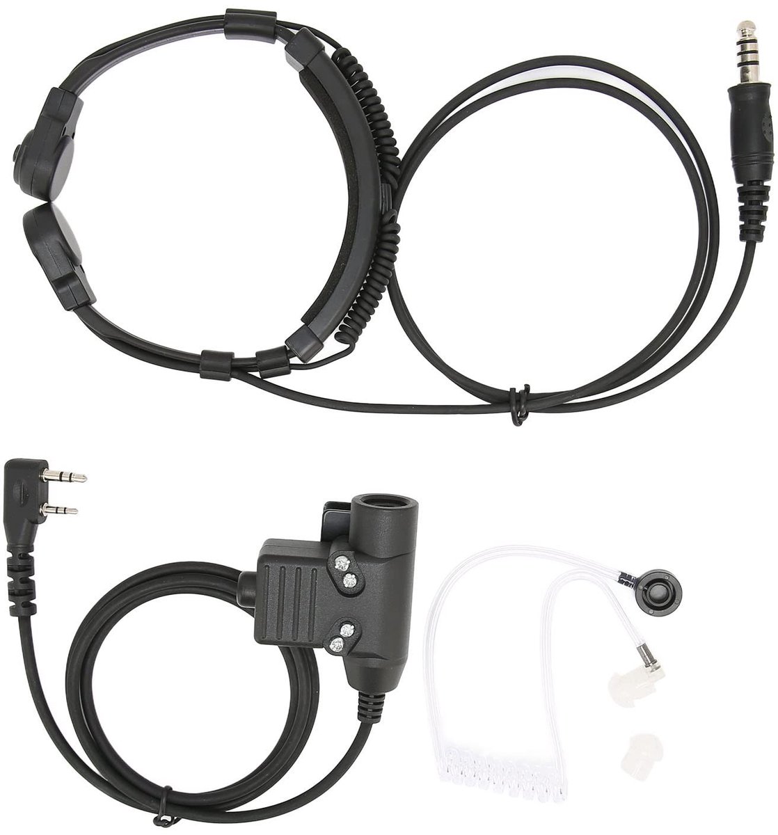 ONF3 - Tactical Throat Mic Oortelefoon - Ruisonderdrukking - Verstelbare Headset - Radio WalkieTalkie - Geschikt voor TK-3107 en UV-5R - Kleur z...