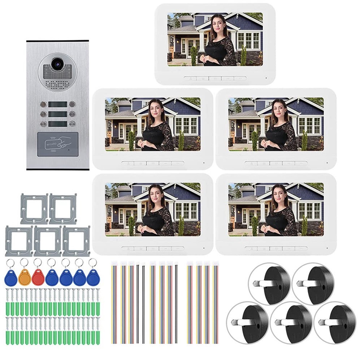 Store_9 - Video-intercomsysteem - 7 Inch LCD-scherm - Toegangscontrolesysteem - Regendicht - Nachtzicht - Geschikt voor Villa - EU-stekker 100-240V