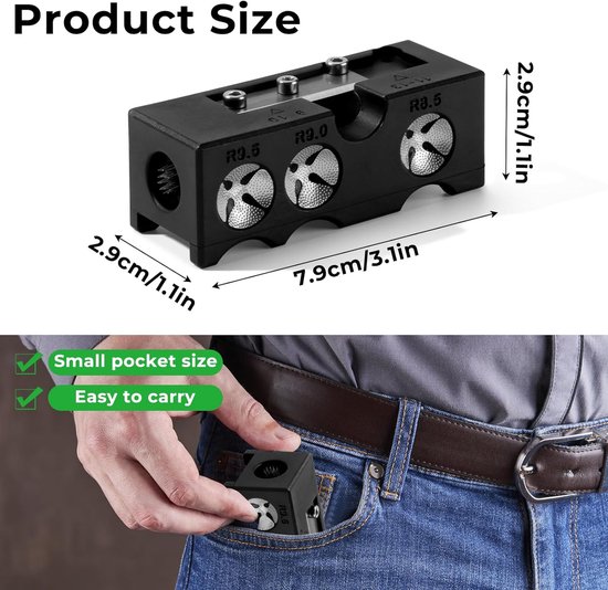 8-in-1 Billiard Cue Repair Tool - Multifunctionele Billiard Tip Tool - Accessoires voor Billiard Cue Trimmer Burnisher Shaper Tapper Zwart — afbeelding 5