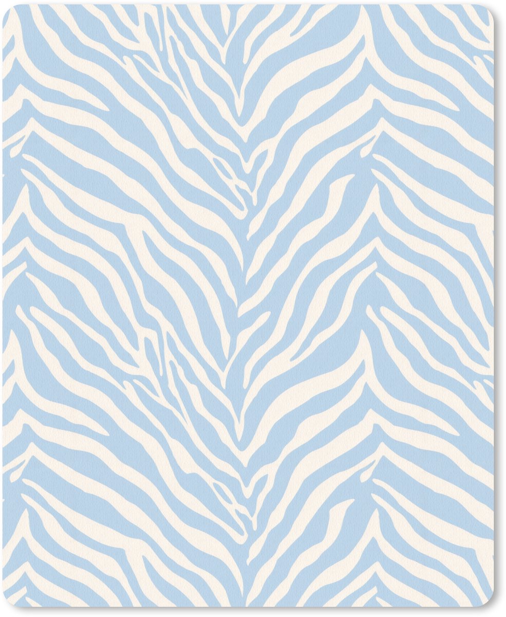Muismat 12x16 cm - Mousepad Zebra - Motief - Blauw - Wit - Muismatten