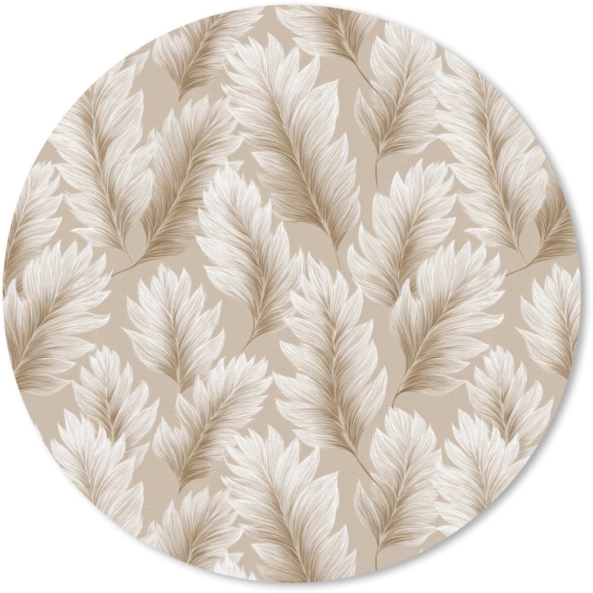 Muismat rond 30x30 cm - Mousepad Botanisch - Patroon - Beige - Ronde muismatten