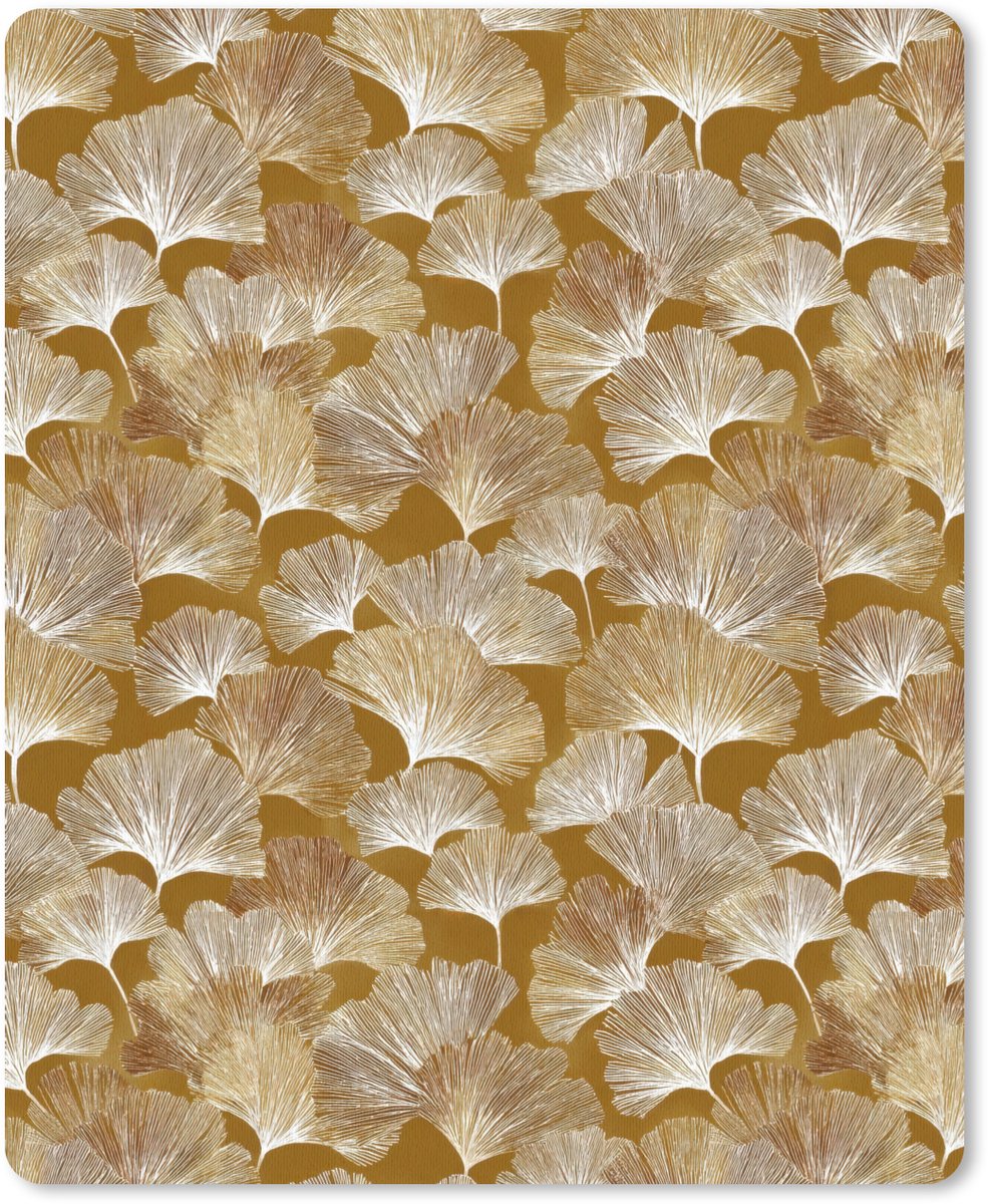Muismat 12x16 cm - Mousepad Ginkgo - Bladeren - Goud - Muismatten