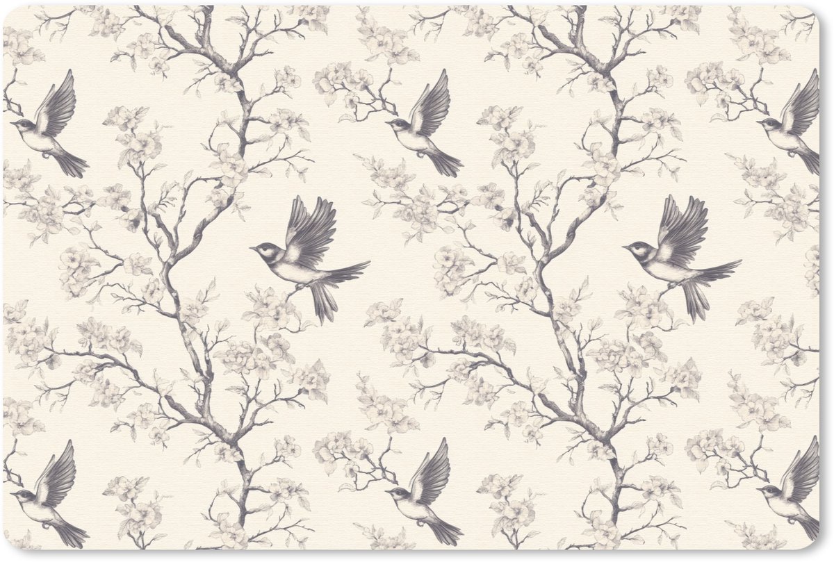 Muismat 13x8 cm - Mousepad Takken - Vogels - Beige - Muismatten