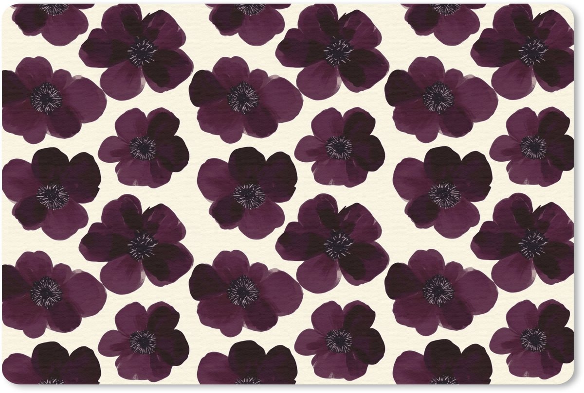 Muismat 13x8 cm - Mousepad Bloemen - Aquarel - Paars - Muismatten