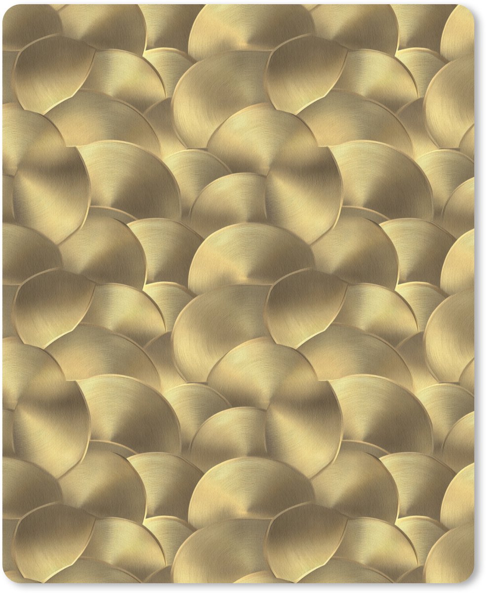 Muismat 12x16 cm - Mousepad Modern - Cirkel - Goud - Muismatten