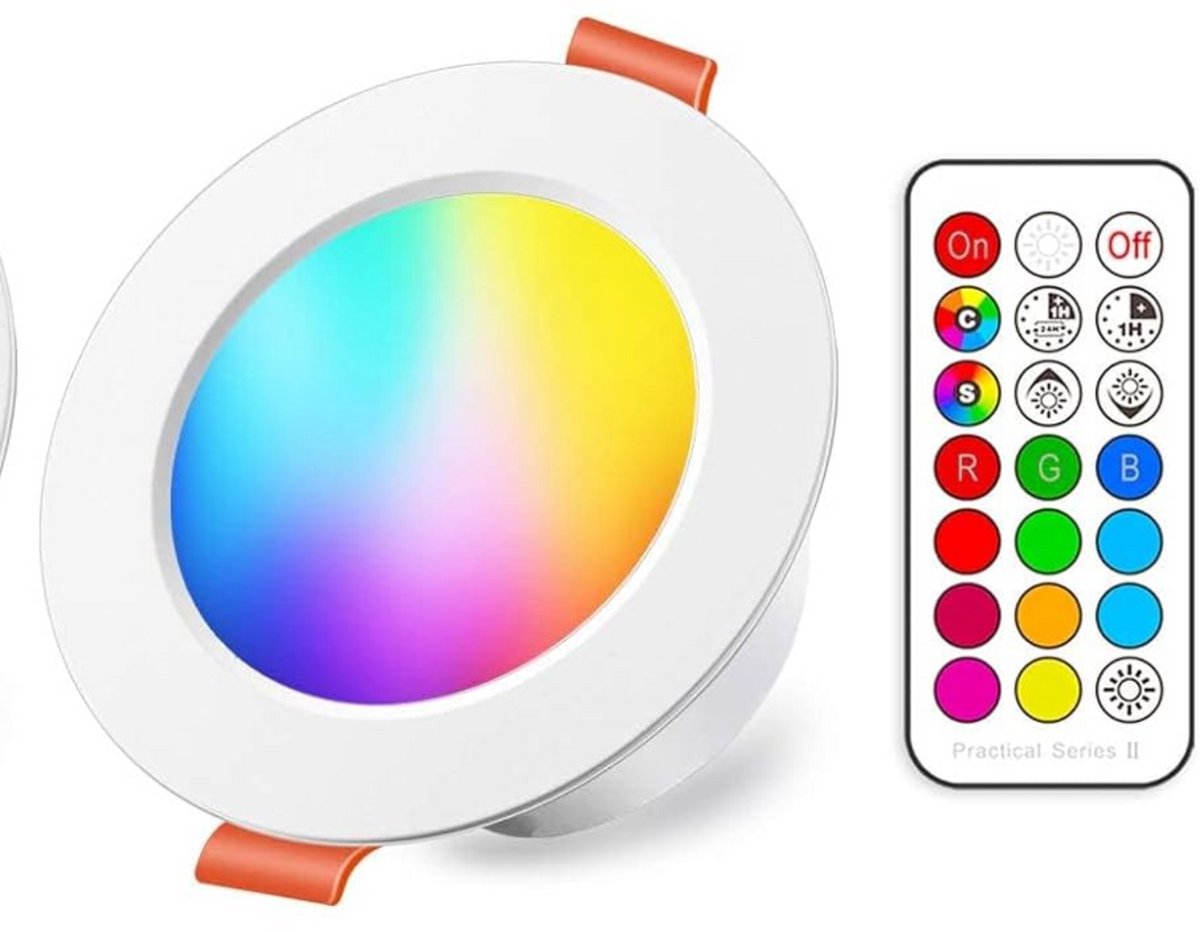 LED Inbouwspots RGBW – Set van 3 stuks - Rond Wit – IP44 Badkamer – 230V – 12 Kleuren + Afstandsbediening