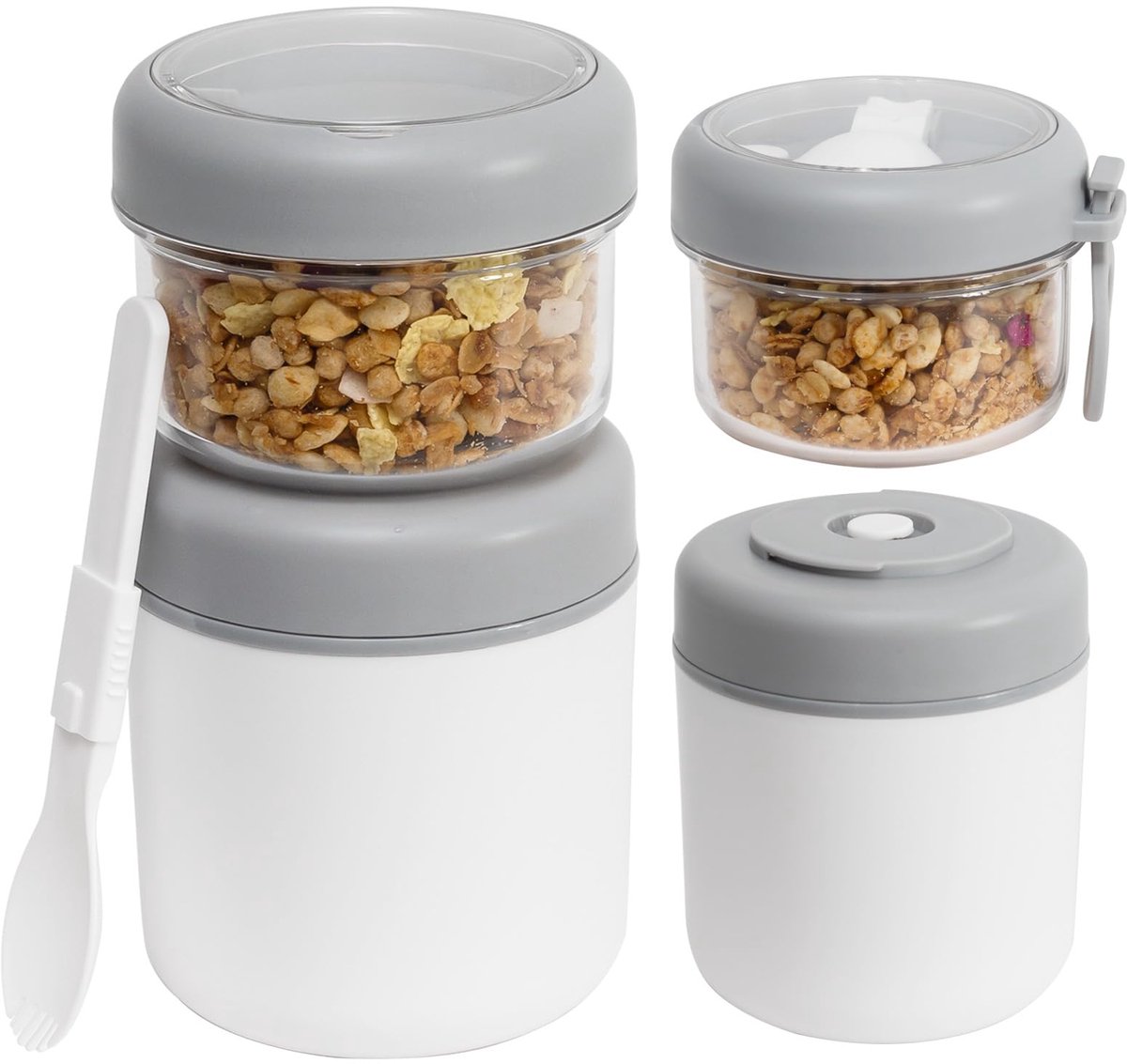 GOODEVN RVS Yoghurtbeker 860 ml - Lekvrije Ontbijtbeker met Lepel - Isolerende Soepbeker voor Overnight Oats & Lunch - Vaatwasserbestendig
