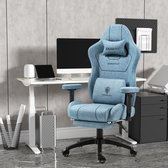 Dowinx Ergonomische Bureaustoel/Gamingstoel – Pocketveren Zitkussen – Met Armleuningen en voetsteun – Stof – Blauw