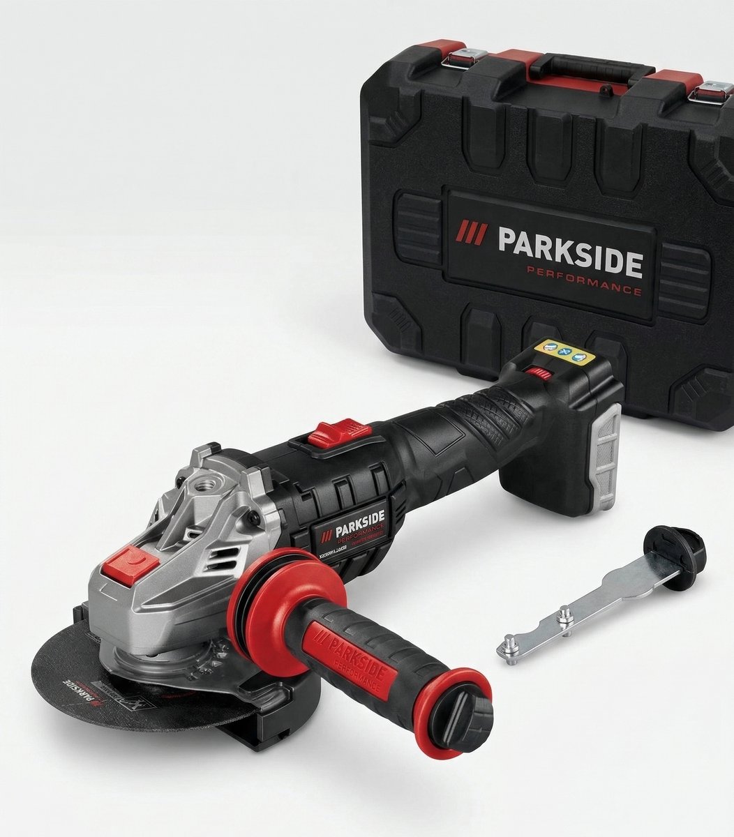 PARKSIDE® Accu-haakse slijper 20V - Exclusief accu, snellader, draagkoffer, 1 slijpschijf (Ø 125 mm), 1 spansleutel