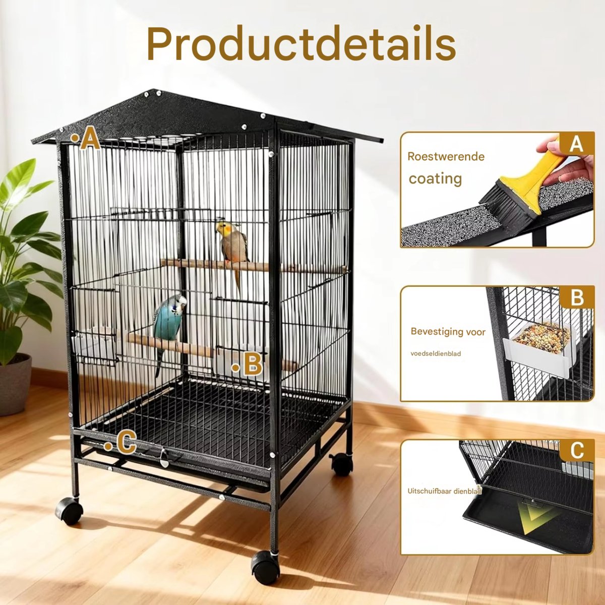 Happiq Vogelkooi 33 Inch Papegaaienkooi thumbnail 6