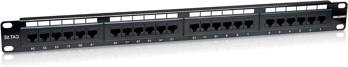 Patchpaneel UTP - Netwerkpaneel - Netwerk Installatie - 24 Poorten - 19 Inch 1 HE - Zwart