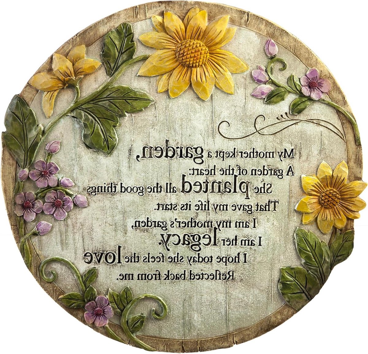 Moeder Memorial Steen - Herdenkingssteen Tuin - Tuin Decoratie - Weerbestendig Ontwerp - 30x30x1.3cm - Wit
