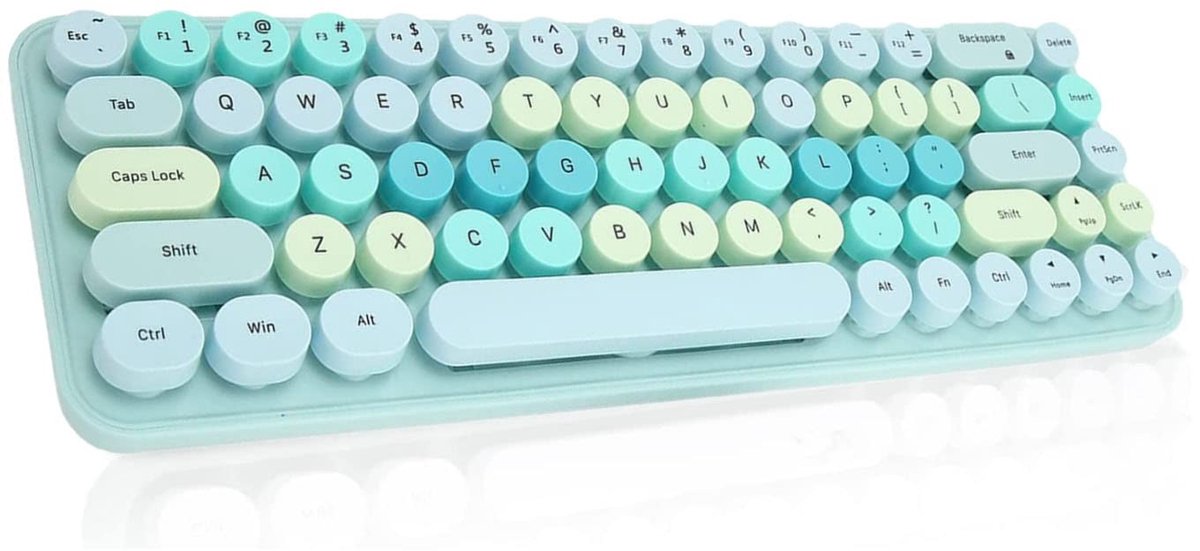 aladdien - Draadloze Toetsenbord-muisset - Gamingtoetsenbord - Schattig ontwerp - Blauwe gemengde kleur - Verstelbare muis - Geschikt voor meisjes -..