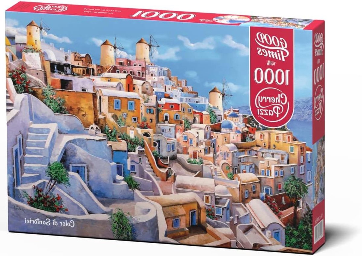 Legpuzzel 1000 stukjes - Puzzel volwassenen - Ontspannend tijdverdrijf - Gedetailleerd kunstwerk - 70x50 cm - Santorini uitzicht