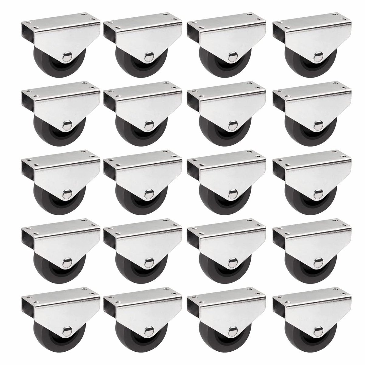 Boxwielen Set - Onderbouwrollen Meubelwielen - Meubels Verplaatsen - Vloervriendelijk Polypropyleen - 20 Stuks Ø 50 mm - Donkergrijs