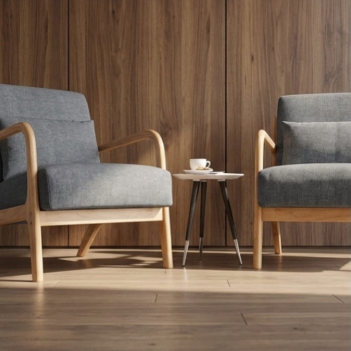Accentstoelen set van 2 80D x 75B x 63H cm – Moderne gestoffeerde loungestoel met armleuningen en kussen, comfortabele leesstoel donkergrijs – Urbanhome
