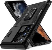 Coque Podec avec protecteur d'écran - Compatible avec Samsung Galaxy S26 Ultra - Coque de téléphone noire - Étui antichoc - Coque Hybrid Armor avec anneau de béquille