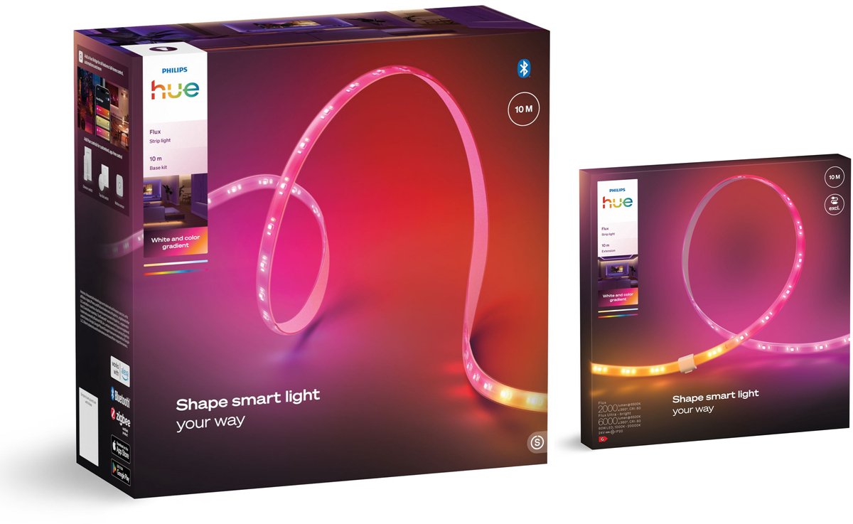 Philips Hue Flux LED strip 20 Meter - Wit en Gekleurd Licht - Light Strip - Incl. Voedingskabel - Hue White and Color Ambiance — afbeelding 5