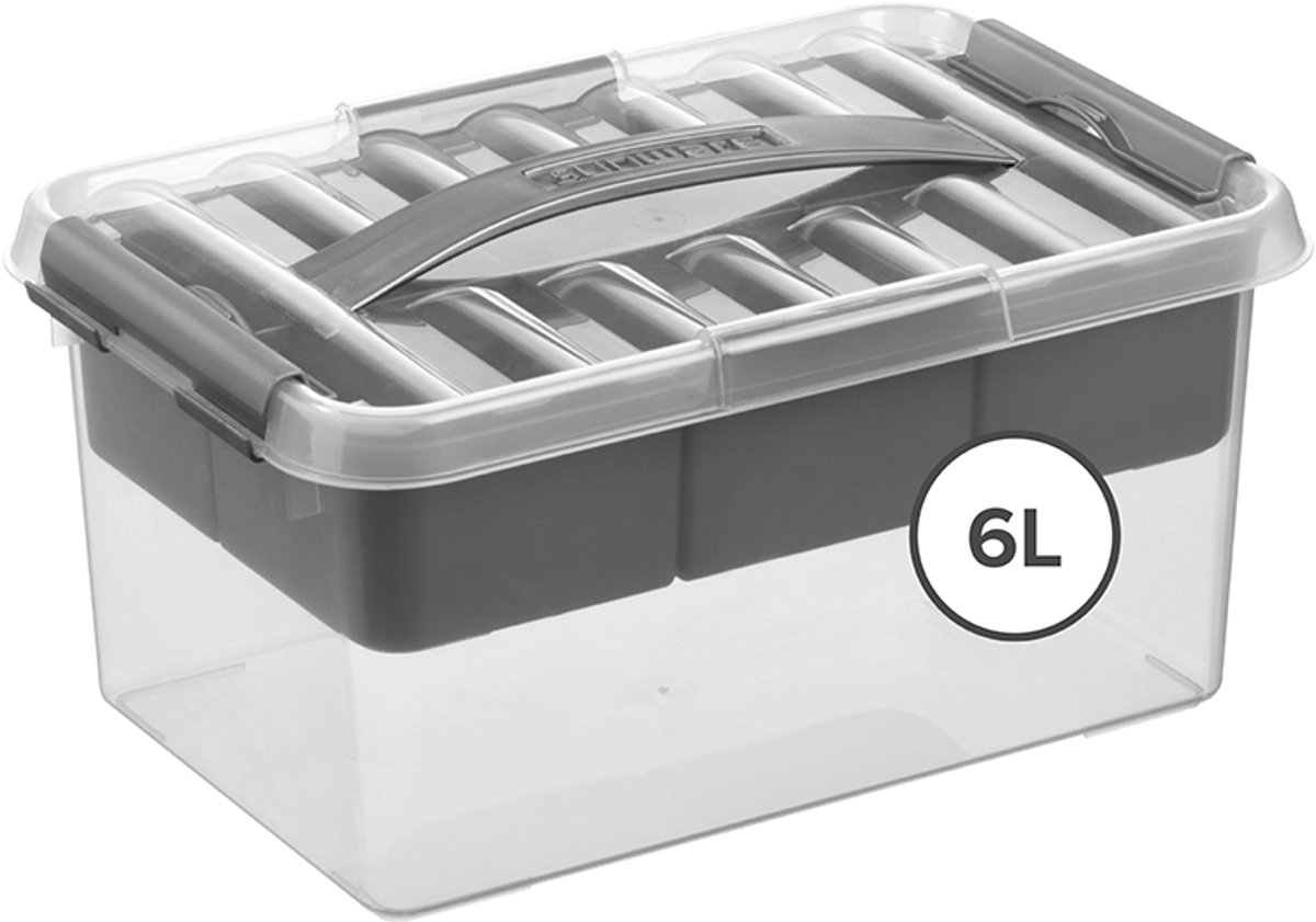 Bol.com Sunware Q-line opbergbox 6L met inzetbak - 30x20x14.5 cm - Transparant aanbieding