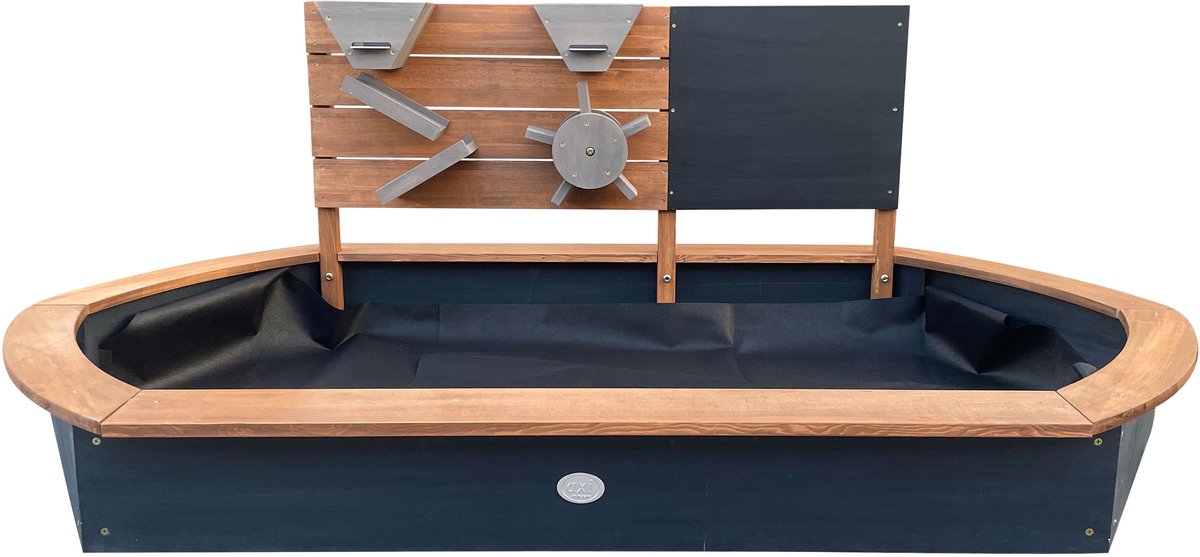AXI Joey Zandbak 158 x 91 x 57 cm Bruin/antraciet – Met Speelwand en Krijtbord – Ovale Zandbak - Met Hoes en Grondzeil – FSC 100% Hemlock Hout — afbeelding 2