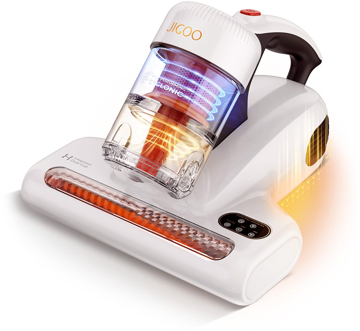 JIGOO J200 Smart Anti-Mijt Stofzuiger Voor Bed - 500W 13000Pa Suction, UV & 60°C Heat, Integrated Dual-Cup, Metal Brushroll, LED Display, for Mattress Sofa Carpet