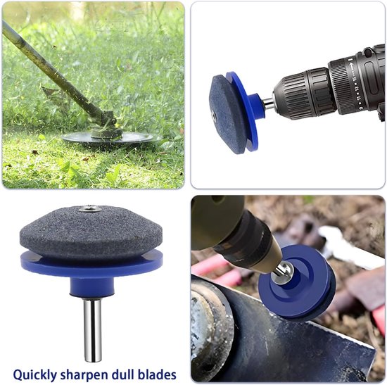 Slijper voor tuingereedschap - met grasmaaierblad en messenslijper - grasmaaier mes slijpen - messenslijper - - slijpwiel - universele messenslijper - voor elke elektrische handboormachine en tuingereedschap - 4 stuks - blauw van Merkloos	 — afbeelding 5