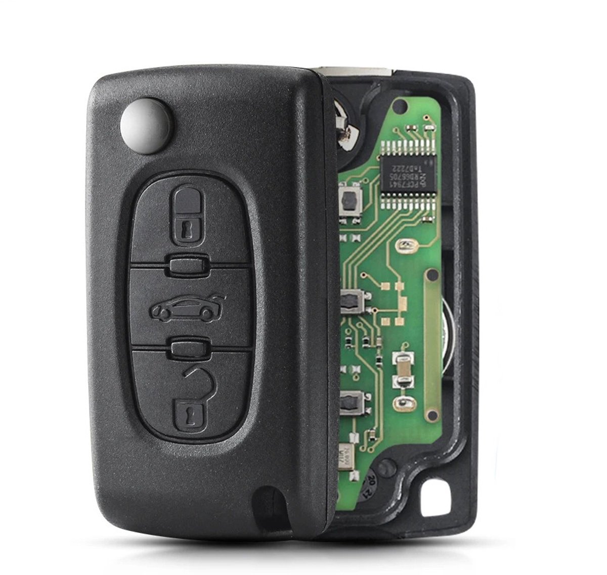 XEOD 3 knops klapsleutel geschikt voor Citroen & Peugeot - ID46 - 433MHZ - ASK - HU83 - Complete sleutel - Kofferklep - Met electronica - 1 stuks