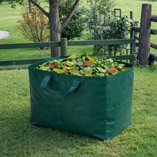 Tuinafvalzak 120 Liter - Rechthoekige Bladenzak met 2 Handvatten - Donkergroen - PE Tuinzak voor Bladeren, Snoeiafval en Grasmaaisel — afbeelding 2