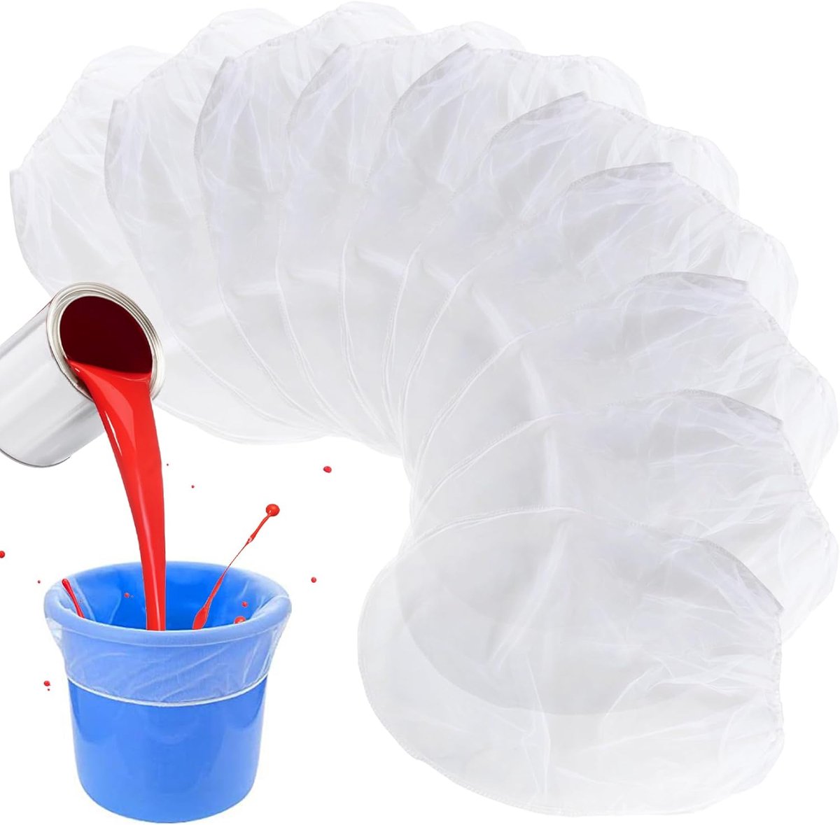 Daity Verffilterzakken – 5-gallon verfzeefzakken – 15-delige set – Standaard fijnmazig (wit) – Met elastische opening – Geschikt voor verffiltratie & het brouwen van compostthee