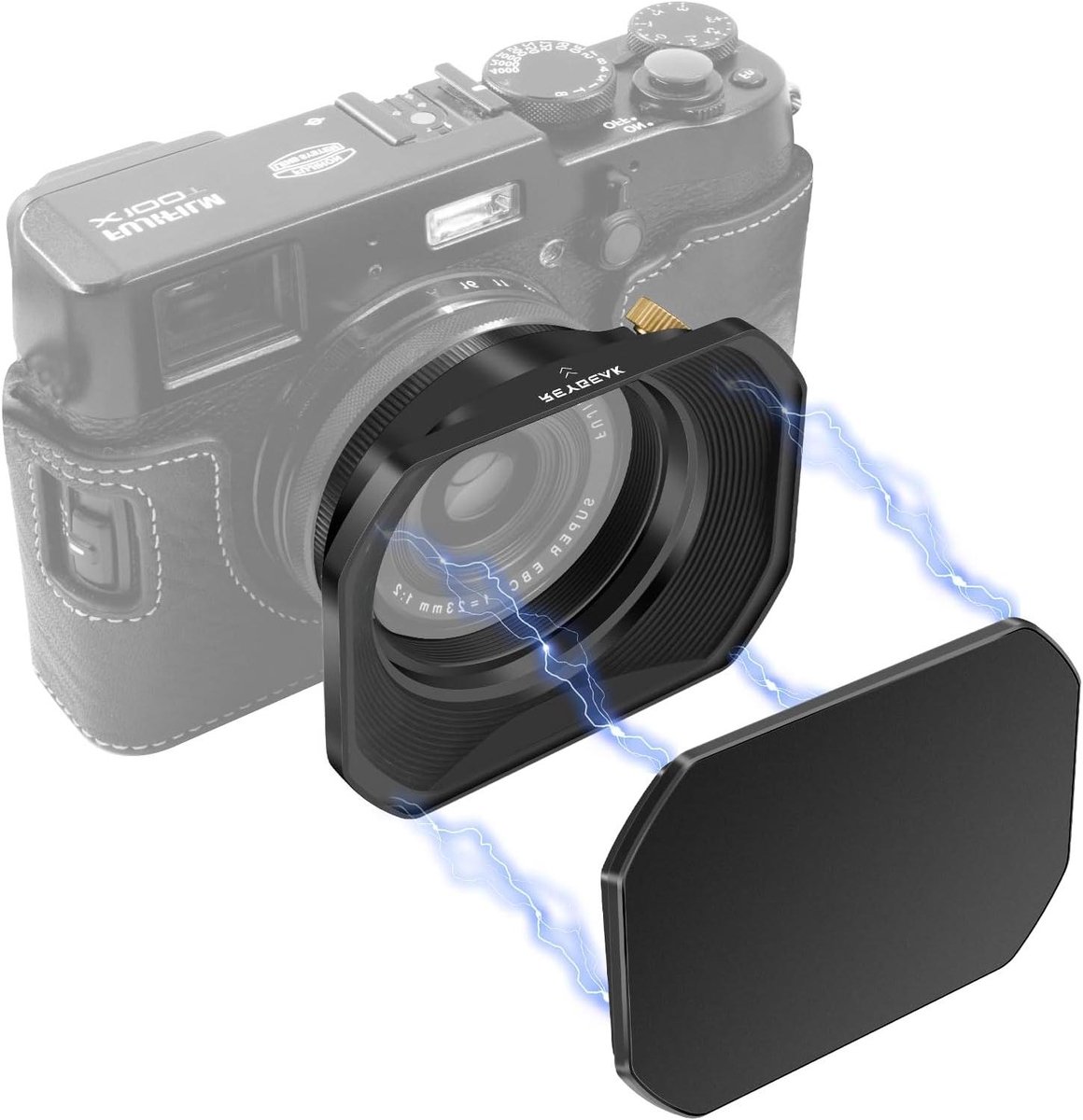 Metalen zonnekap - Lenskap set - Camera beschermen - Magnetische montage - 49 mm adapter - Zwart