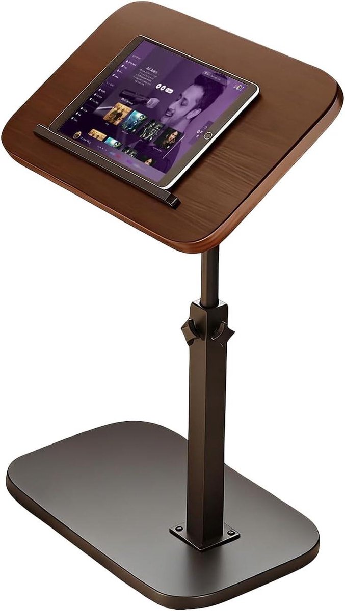 Verstelbare Tafel - Bedtafel Bureau - Werken Lezen Ontbijten - 360 Grad draai-kantel - 45-80 cm hoogte - Walnoot Zwart