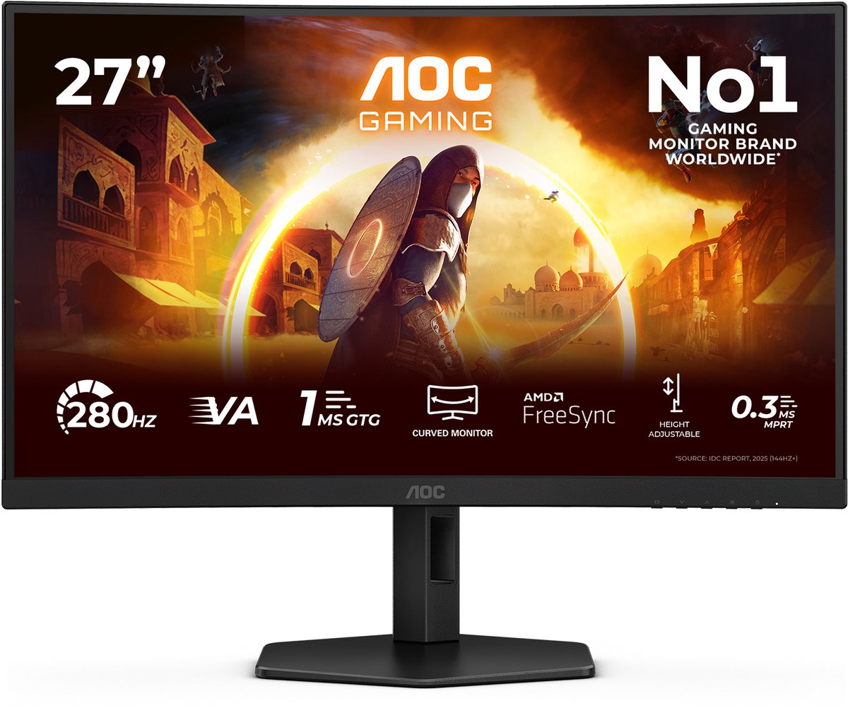 AOC C27G4ZXU: 280Hz curved gamingmonitor met USB-hub thumbnail 5