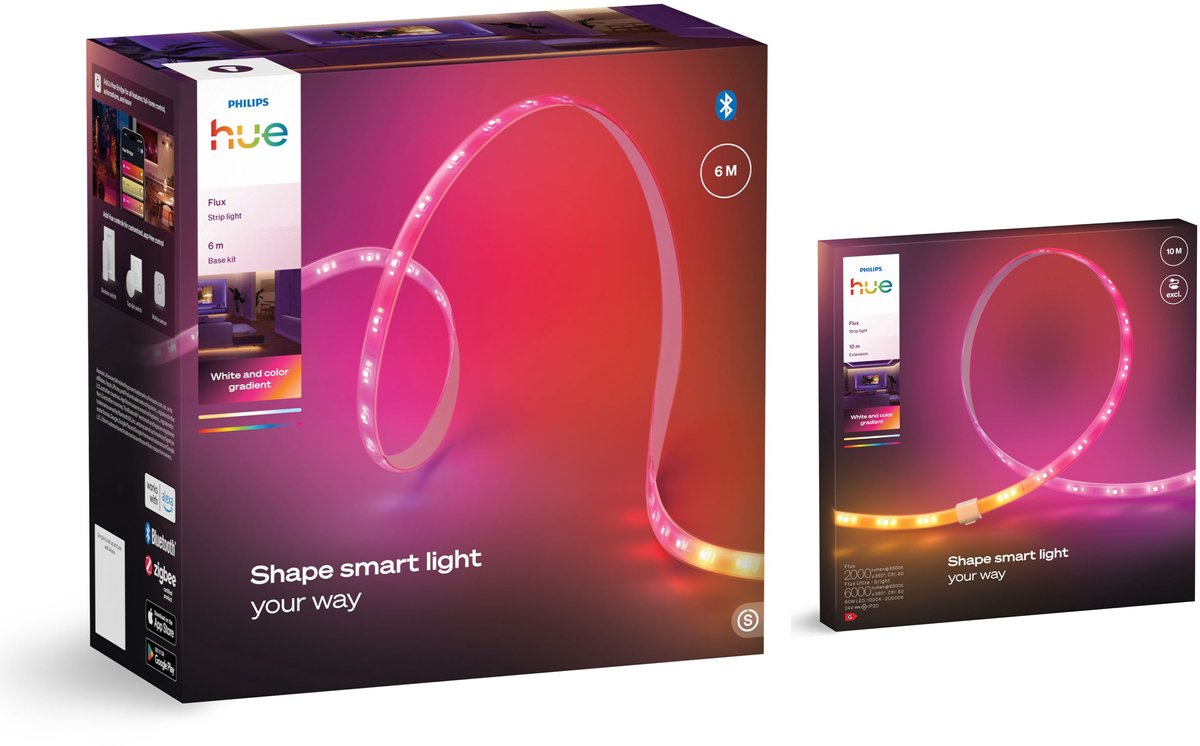 Philips Hue Flux LED strip 16 Meter - Wit en Gekleurd Licht - Light Strip - Incl. Voedingskabel - Hue White and Color Ambiance — afbeelding 7