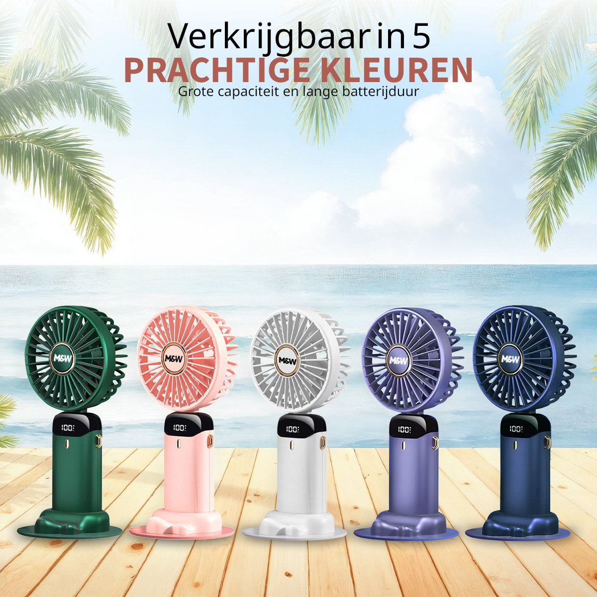 M&W Draagbare Elektrische Hand Ventilator - Mini Hand Fan - Airco Verkoeling - USB Oplaadbare Ventilatoren - Handventilator Roze — afbeelding 3