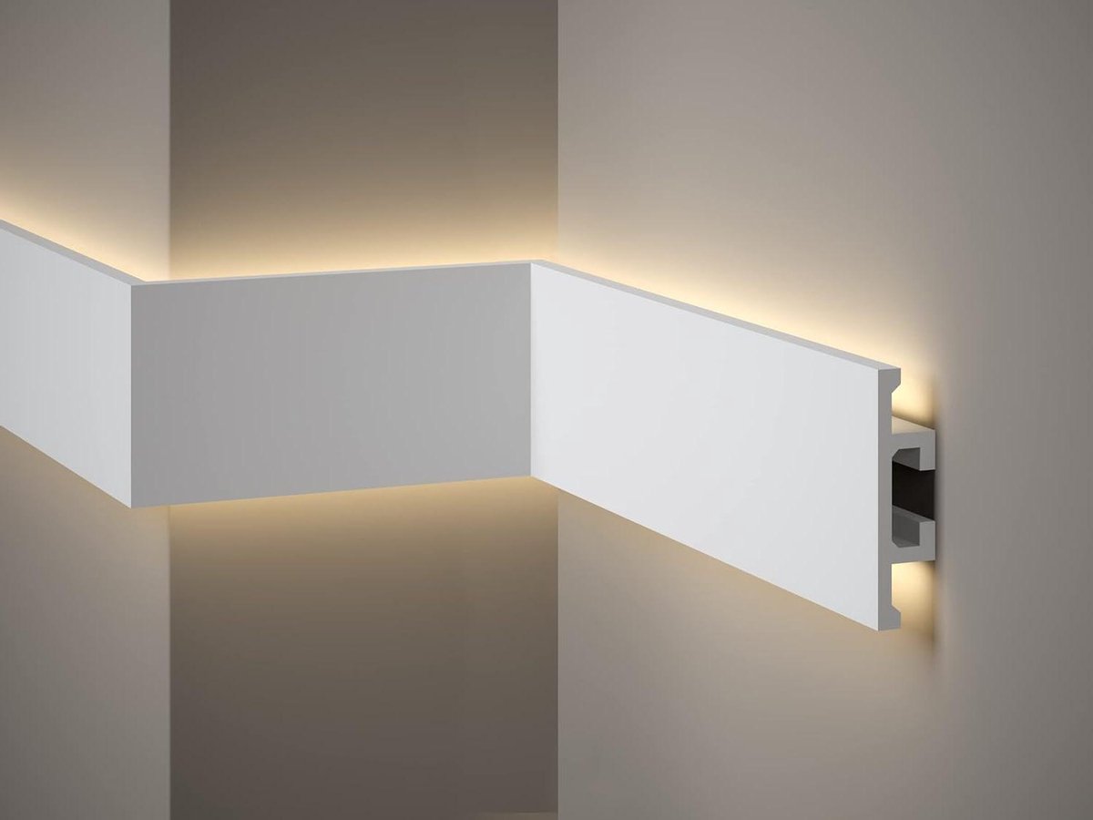 Wandlijst LED - Stuclijst indirect licht - Sfeerverlichting creëren - ScratchShield LightGuard - 200 x 10 x 25 cm - Wit