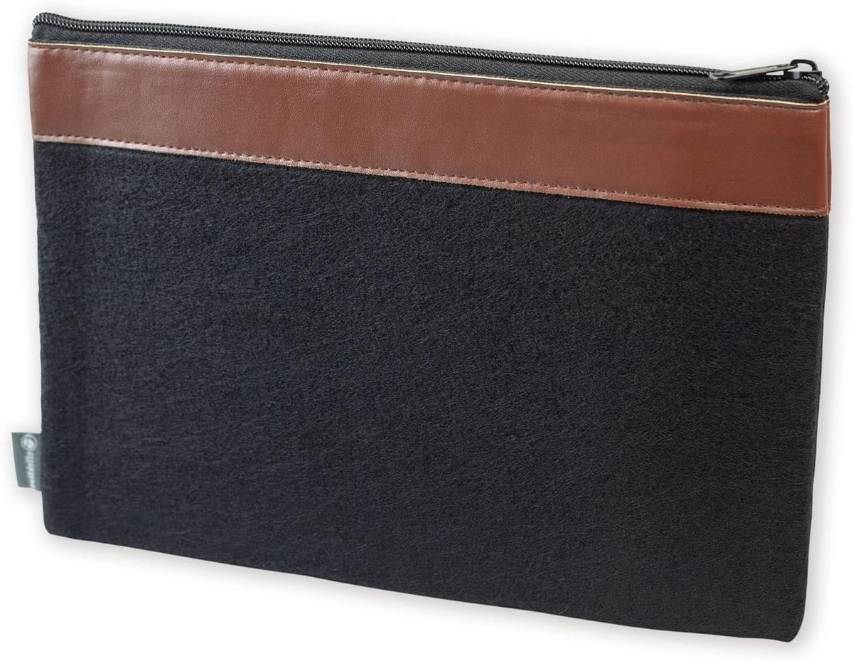 Vilt Banktas - Ritszak Documententas - Veilig Opbergen - DIN A5 Formaat - 30 x 20 cm - Zwart