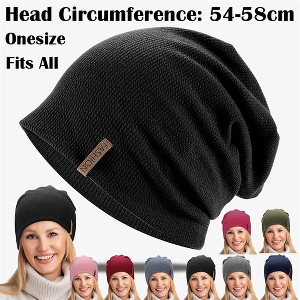 Slouch Beanie - Elastisch - Zacht - Comfortabel - Klassieke Modestijlen - Lange Beanie - Perfect Voor Lente, Herfst En Winter - Voor Mannen En Vrouwen - ééN Maat - Zwart