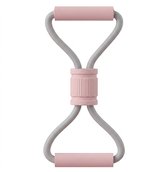 Roze 8 vorm weerstandsband fitness trainer 26LB – fitness weerstand tube met handgrepen voor krachttraining en flexibiliteit – compact workout hulpmiddel voor full body training thuis