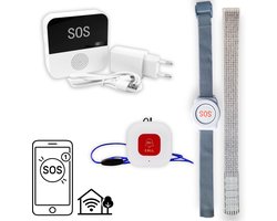 Aupero Alarmknop Set Basis (AHREG) - Personenalarmering (Senioren Alarm / SOS knop voor ouderen) - Alarmknop en Alarmhorloge - Twee comfortabele polsbanden