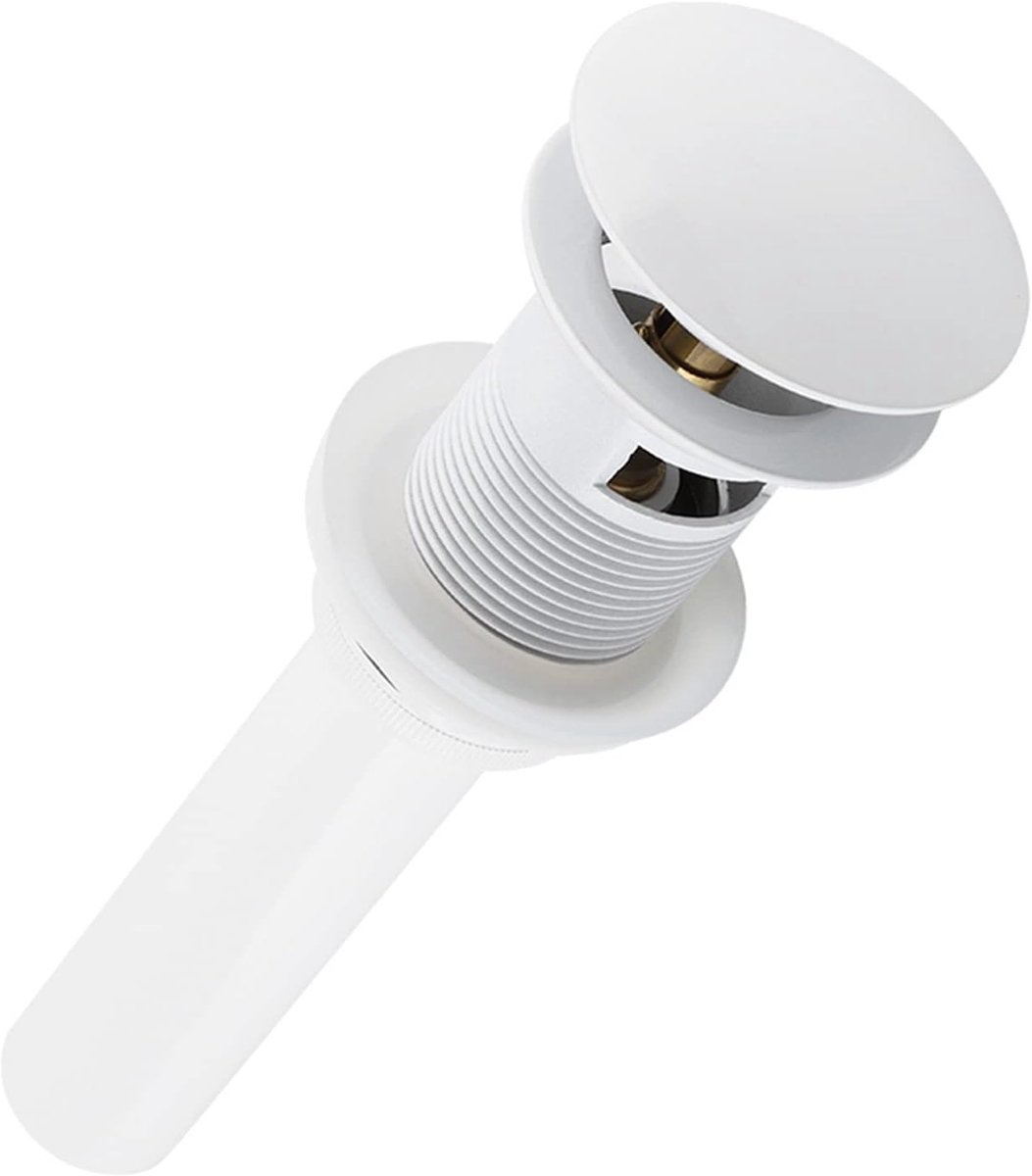 Afvoerstop met Overloop - Spoelbakstop Badkamer - Water Dicht Maken - Verwijderbare Mandstopper - 350g - Wit