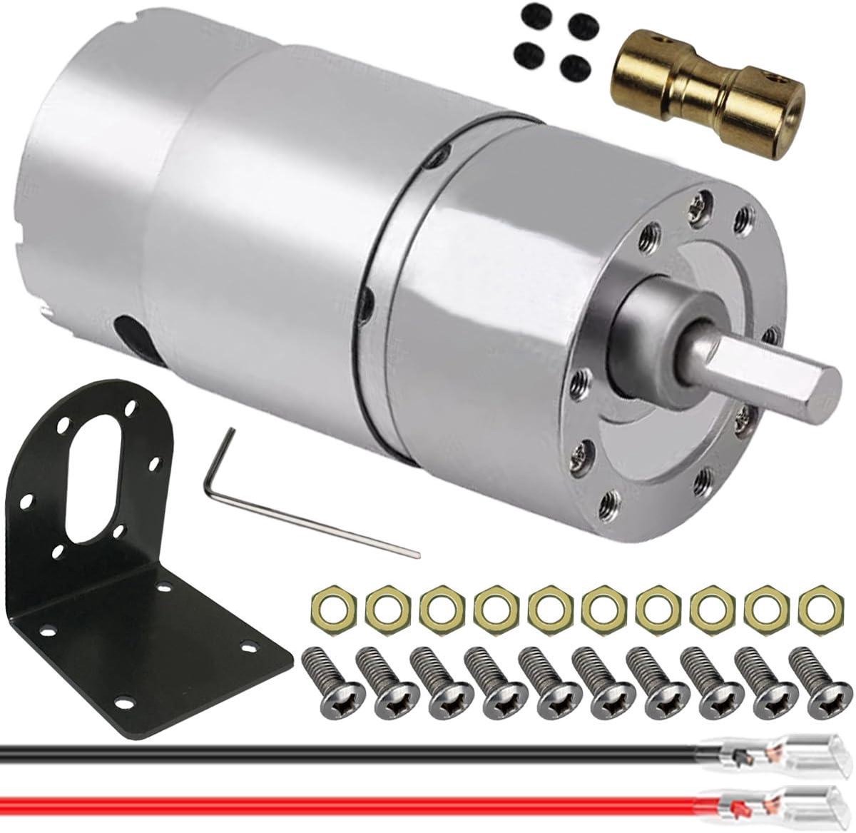 Transmissie Micromotor - Elektrische Aandrijving - Doe Het Zelf - Hoog Koppel - 37x70.5mm - Zilverkleurig