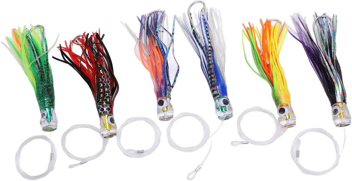 Trolling Rok Kunstaas - Octopus Rokken - Zoutwater Vissen - Levensecht Acryl - 6 Stuks Set - Zes Kleuren Mix