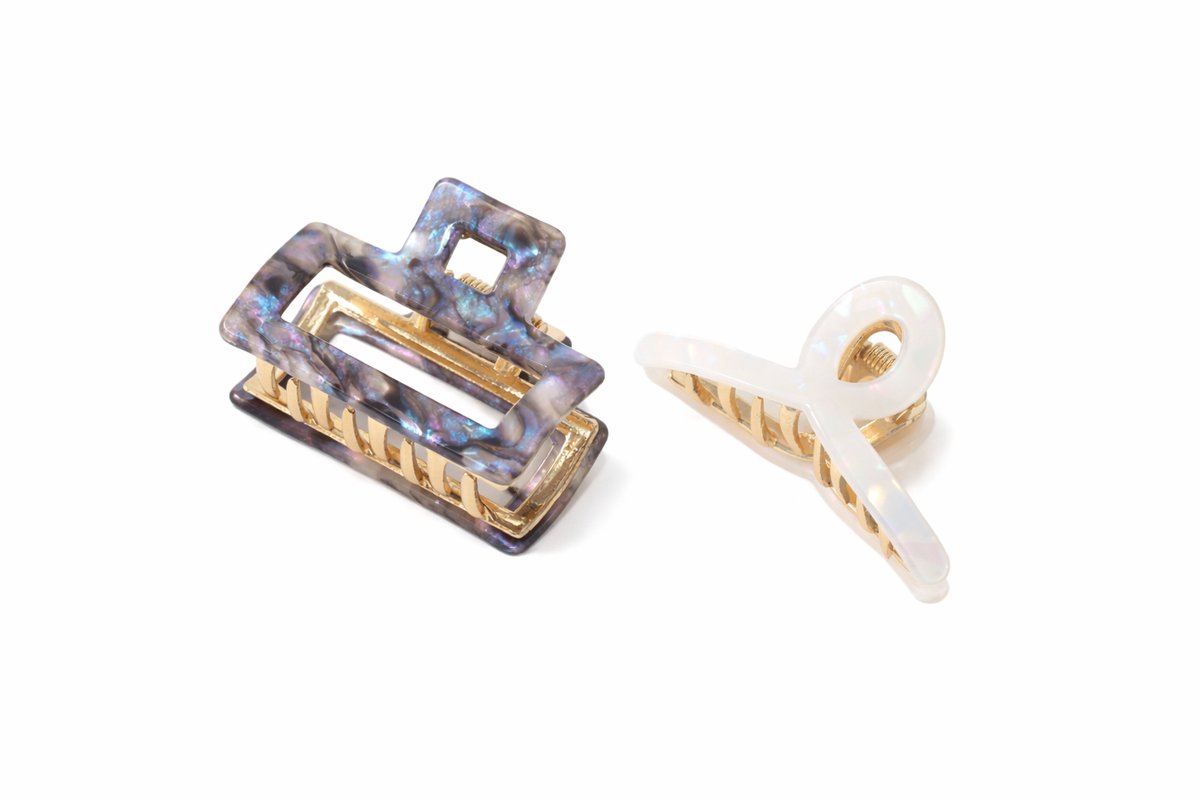 Emilie collection - haarklem - mini klein - marmer look - 2 stuks